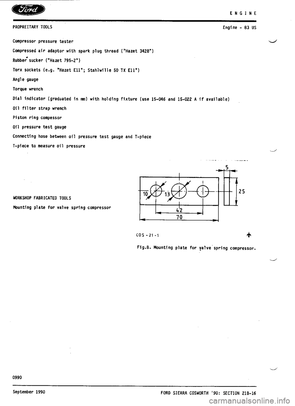 FORD ESCORT RS COSWORTH 1994 1.G Workshop Manual 