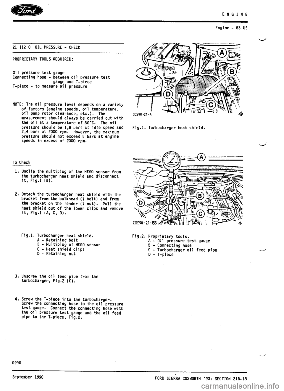 FORD ESCORT RS COSWORTH 1994 1.G Workshop Manual 