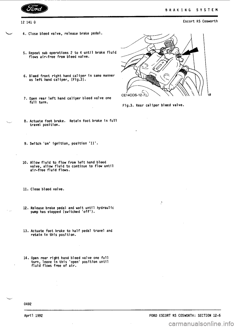 FORD ESCORT RS COSWORTH 1994 1.G Workshop Manual 