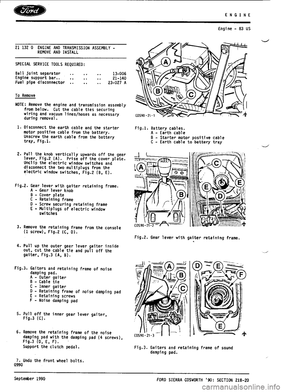 FORD ESCORT RS COSWORTH 1994 1.G Workshop Manual 