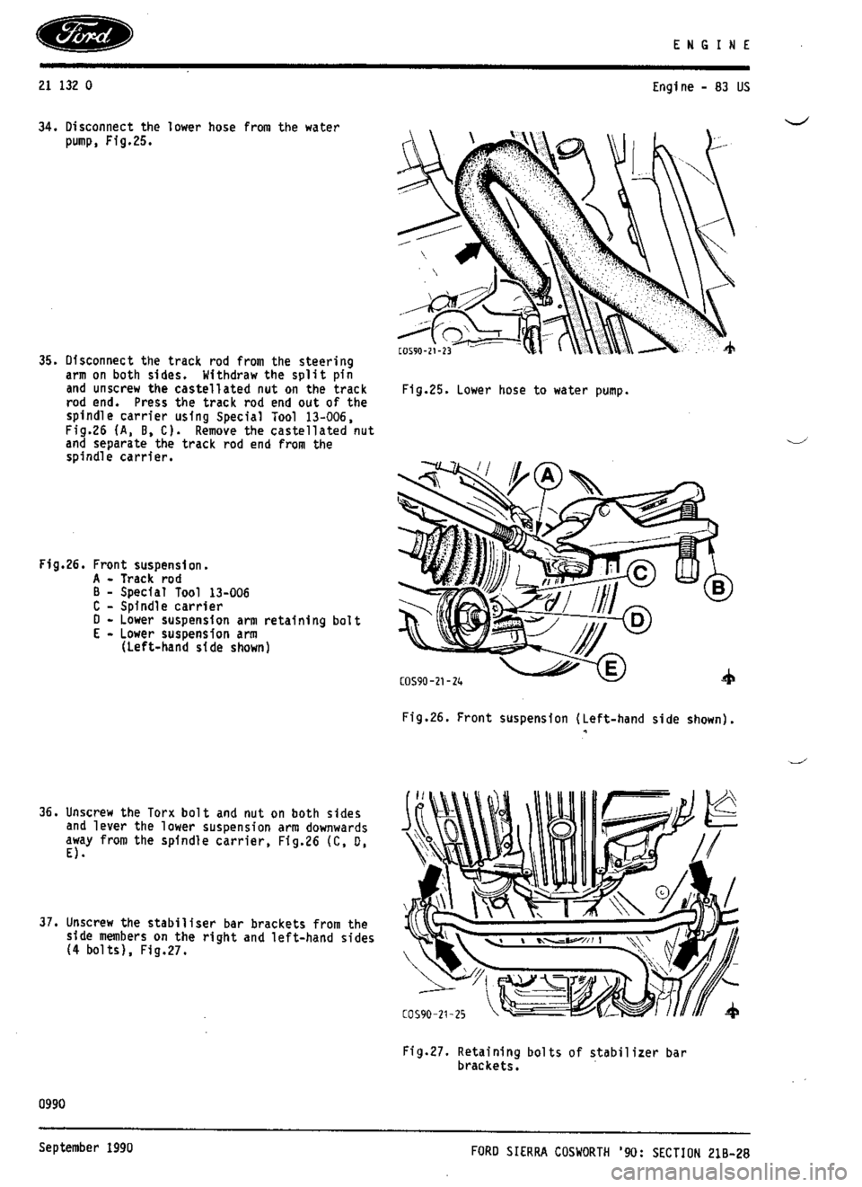 FORD SIERRA RS COSWORTH 1990 1.G Workshop Manual 