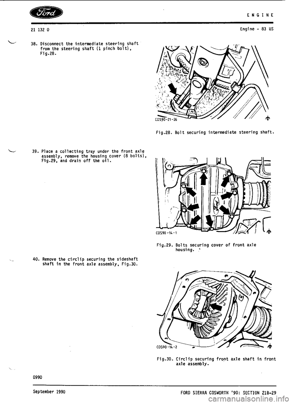 FORD ESCORT RS COSWORTH 1994 1.G Workshop Manual 
