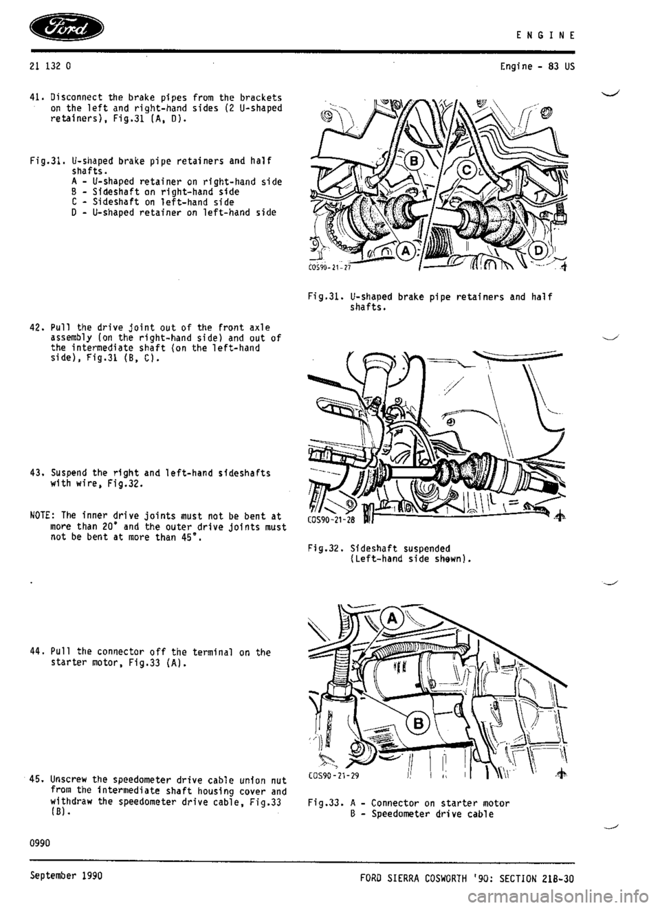FORD ESCORT RS COSWORTH 1994 1.G Workshop Manual 