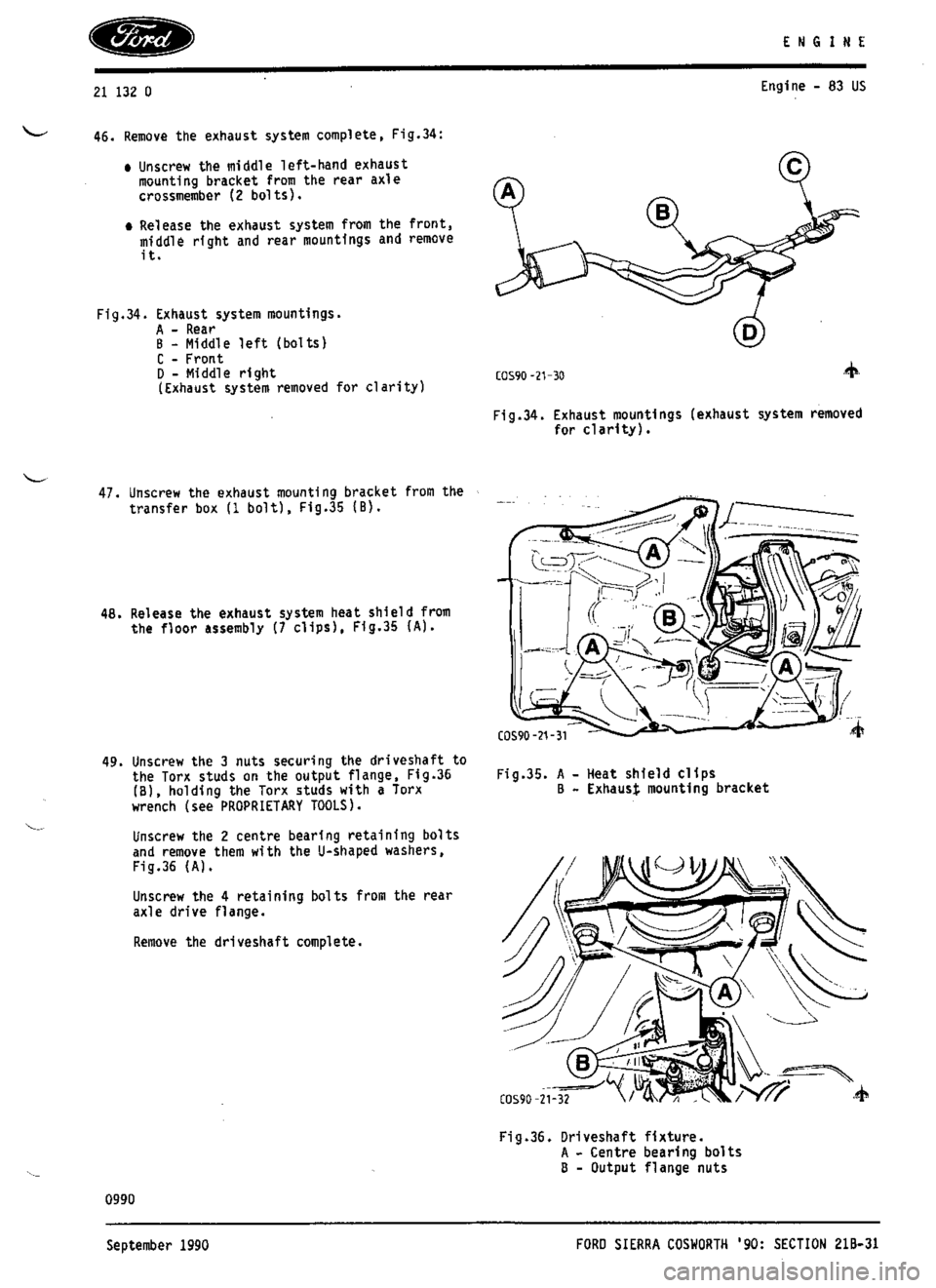 FORD ESCORT RS COSWORTH 1994 1.G Workshop Manual 