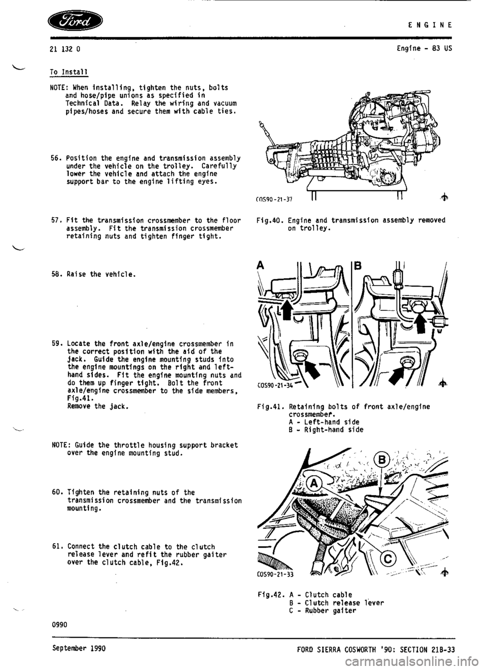 FORD ESCORT RS COSWORTH 1994 1.G Workshop Manual 