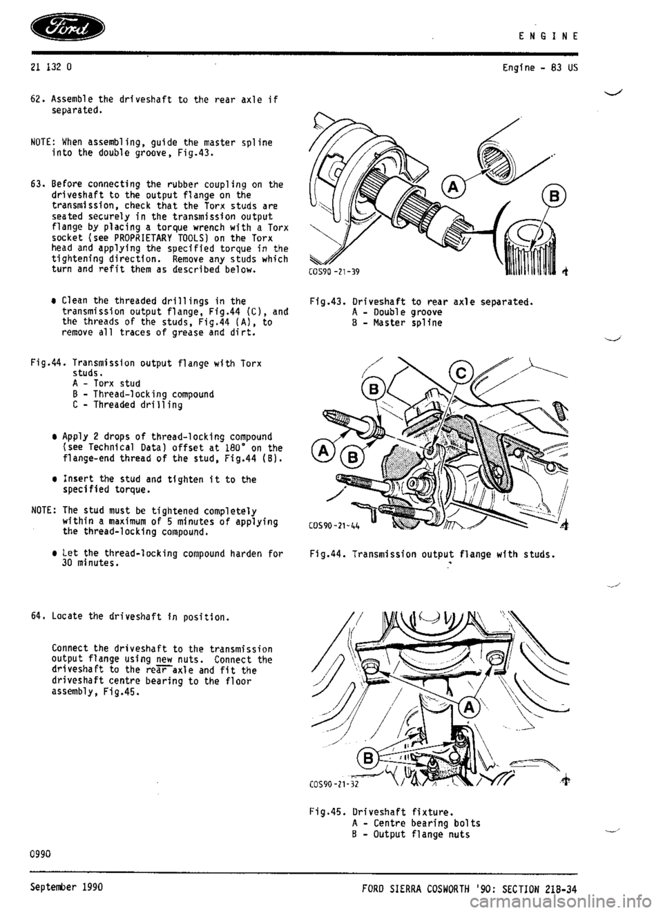 FORD ESCORT RS COSWORTH 1994 1.G Workshop Manual 