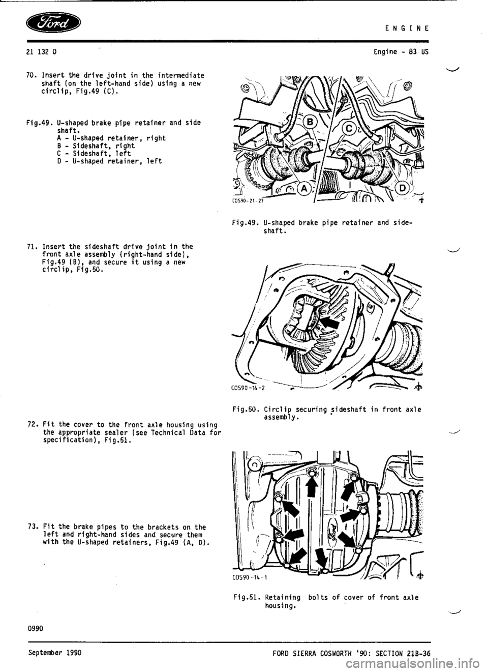 FORD ESCORT RS COSWORTH 1994 1.G Workshop Manual 