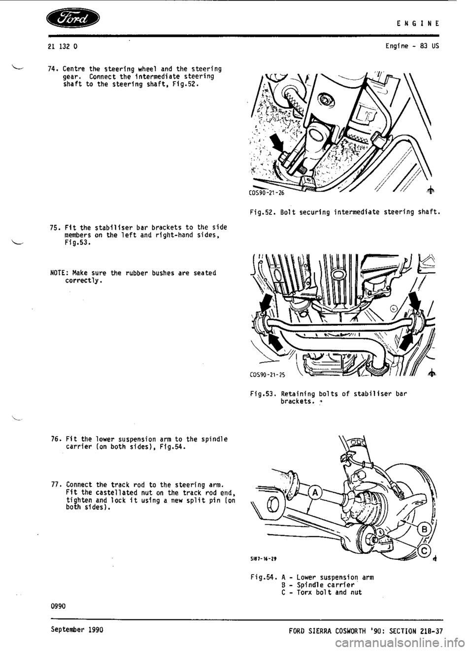 FORD SIERRA RS COSWORTH 1987 1.G Workshop Manual 
