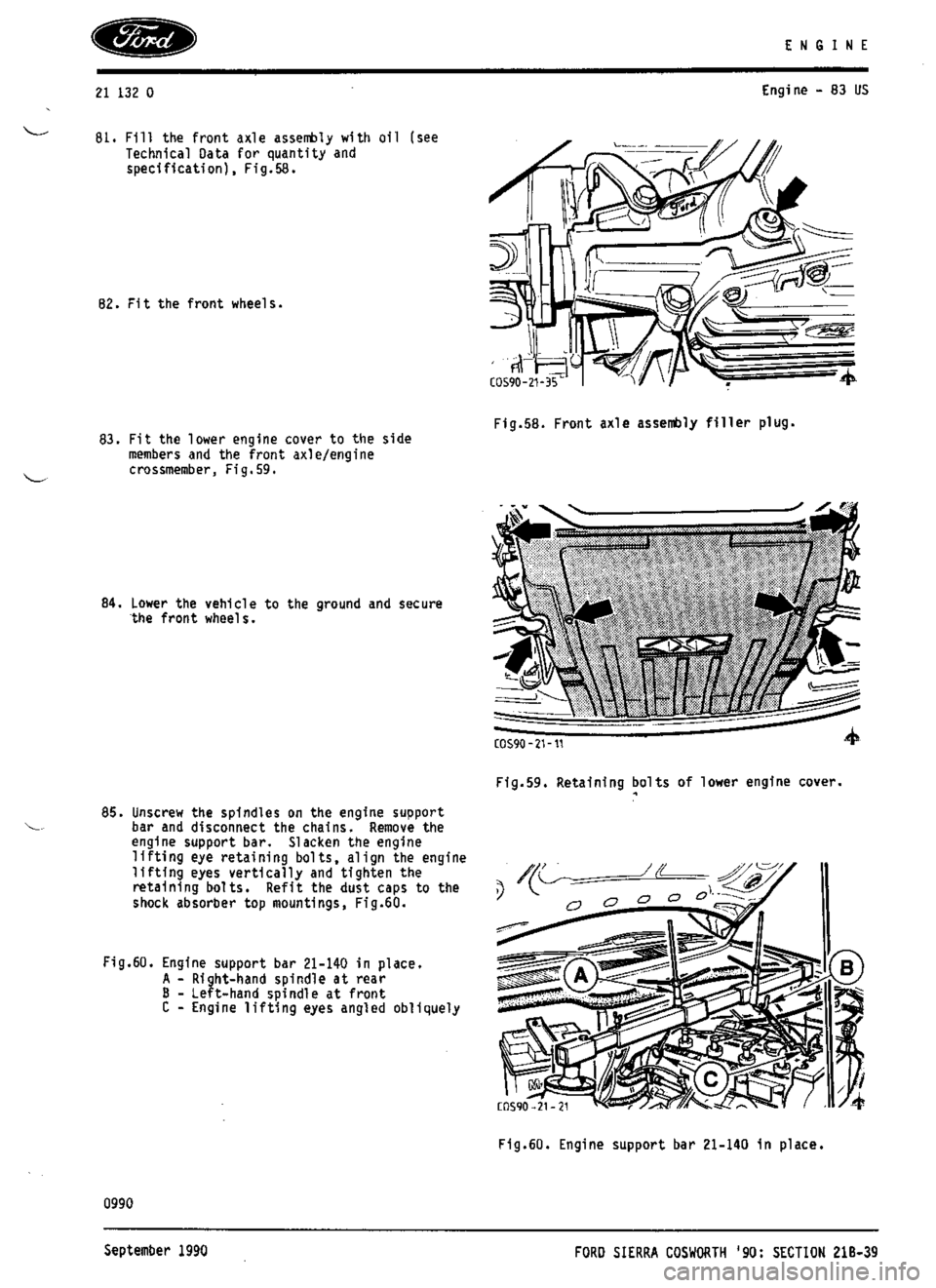 FORD SIERRA RS COSWORTH 1987 1.G Workshop Manual 