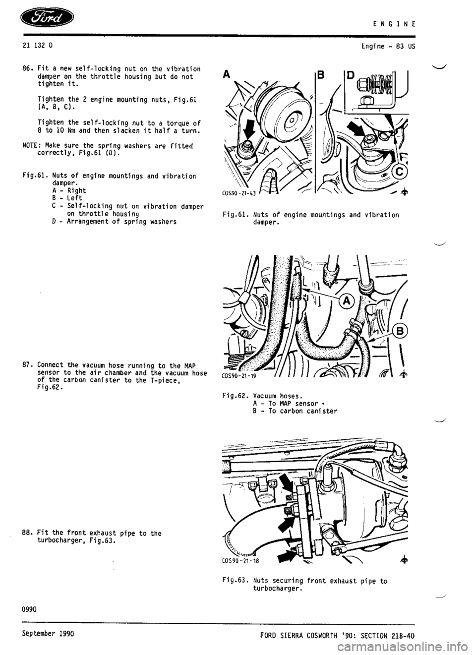 FORD SIERRA RS COSWORTH 1987 1.G Workshop Manual 