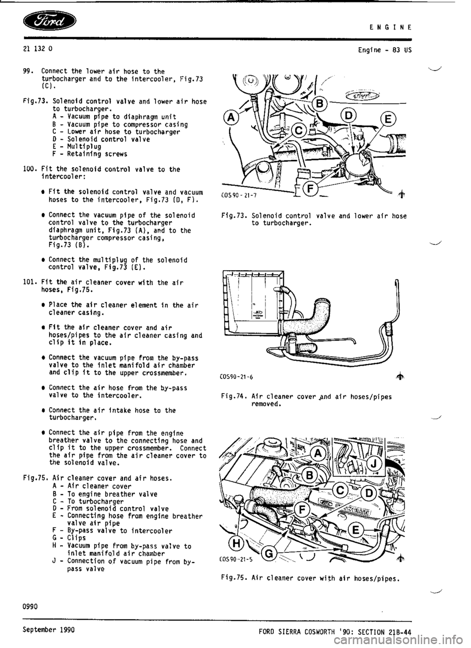 FORD SIERRA RS COSWORTH 1987 1.G Workshop Manual 
