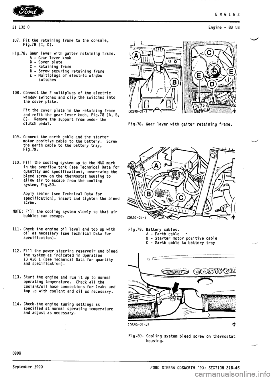 FORD ESCORT RS COSWORTH 1996 1.G Workshop Manual 