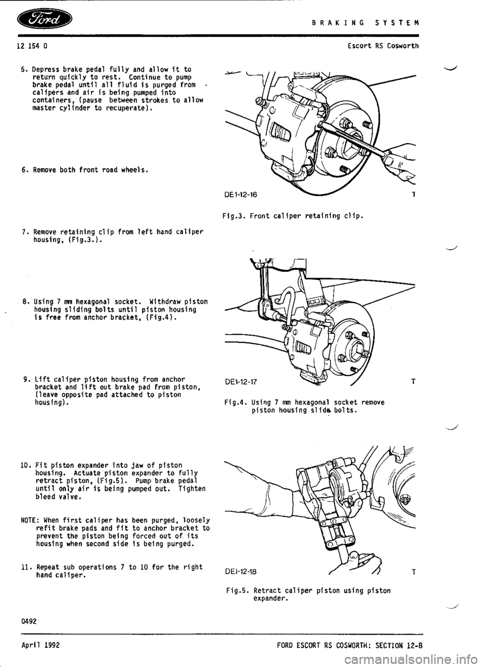 FORD ESCORT RS COSWORTH 1994 1.G Workshop Manual 