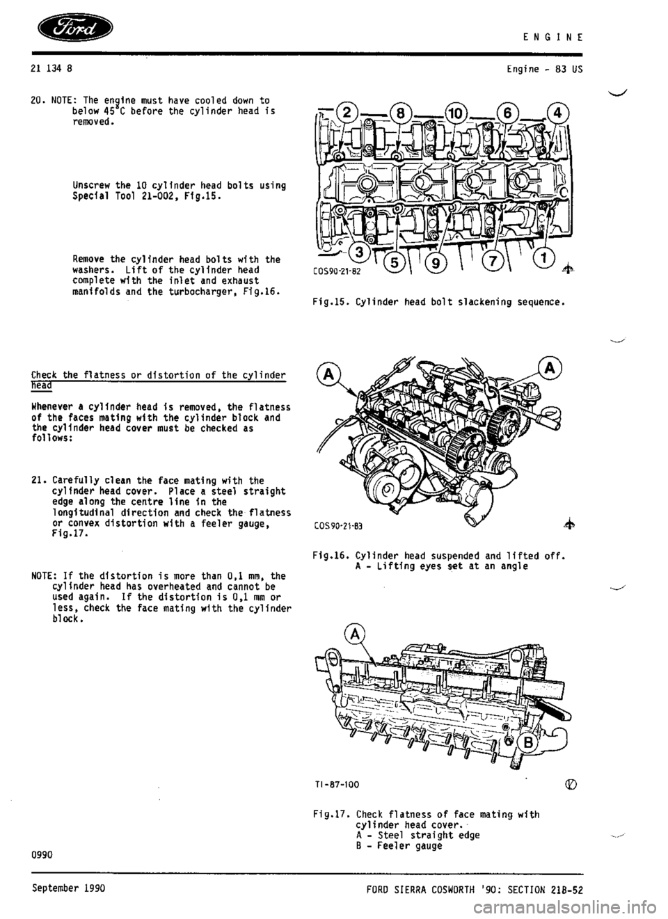 FORD ESCORT RS COSWORTH 1996 1.G Workshop Manual 