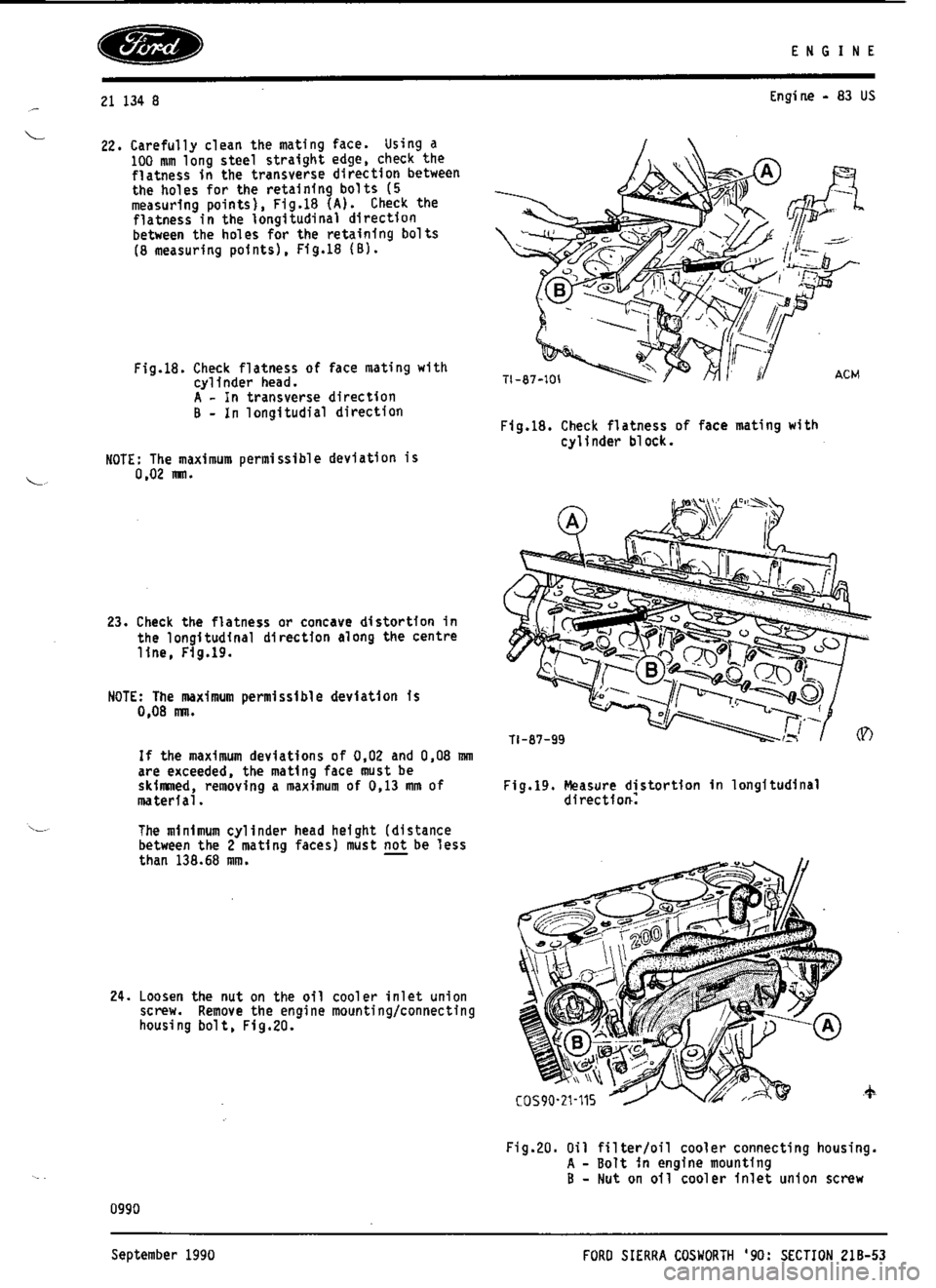 FORD ESCORT RS COSWORTH 1994 1.G Workshop Manual 