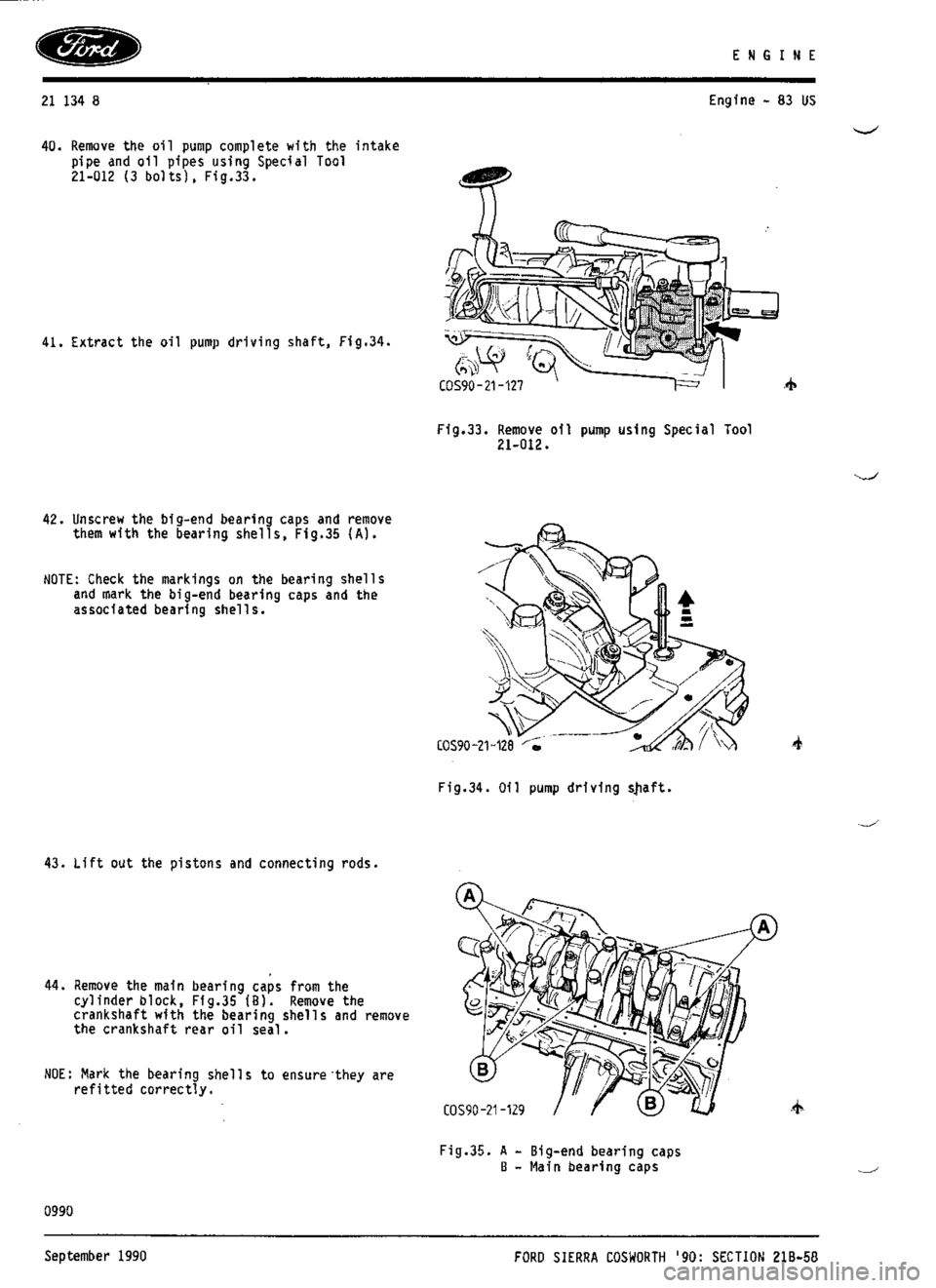 FORD ESCORT RS COSWORTH 1994 1.G Workshop Manual 