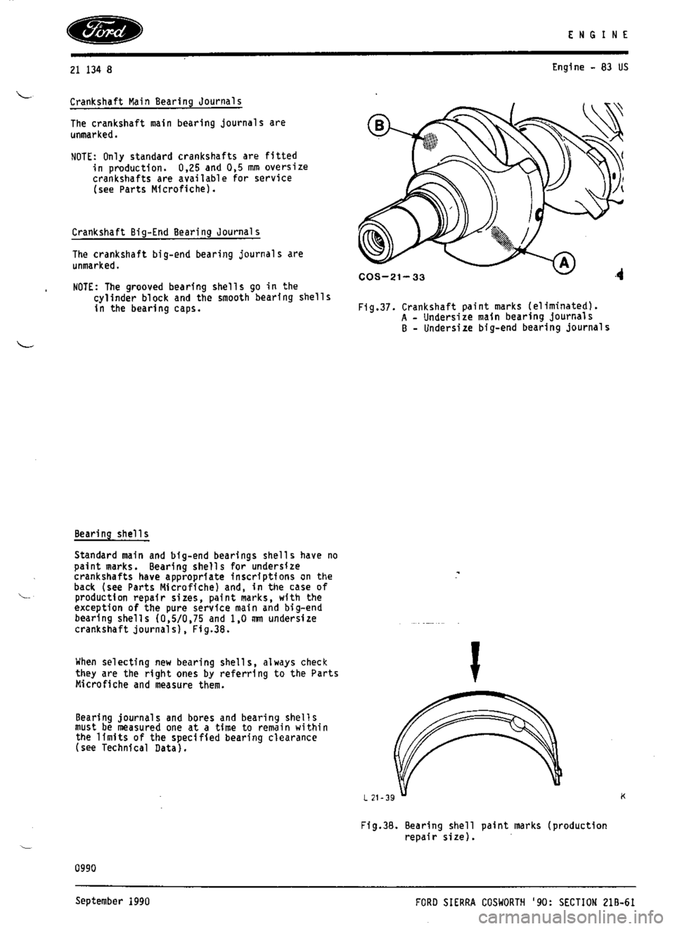 FORD SIERRA RS COSWORTH 1987 1.G Workshop Manual 