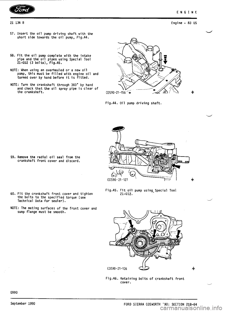 FORD SIERRA RS COSWORTH 1987 1.G Workshop Manual 