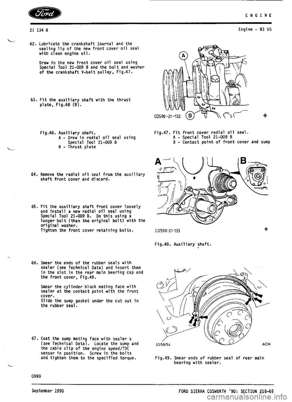 FORD SIERRA RS COSWORTH 1987 1.G Workshop Manual 