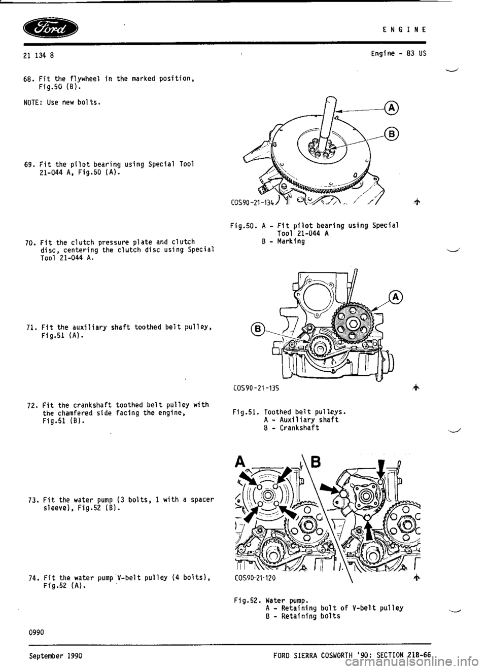 FORD SIERRA RS COSWORTH 1987 1.G Workshop Manual 