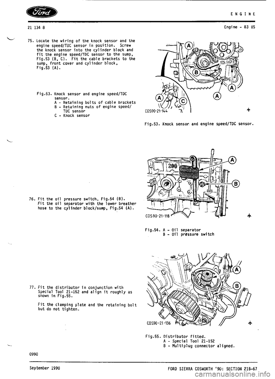 FORD SIERRA RS COSWORTH 1987 1.G Workshop Manual 
