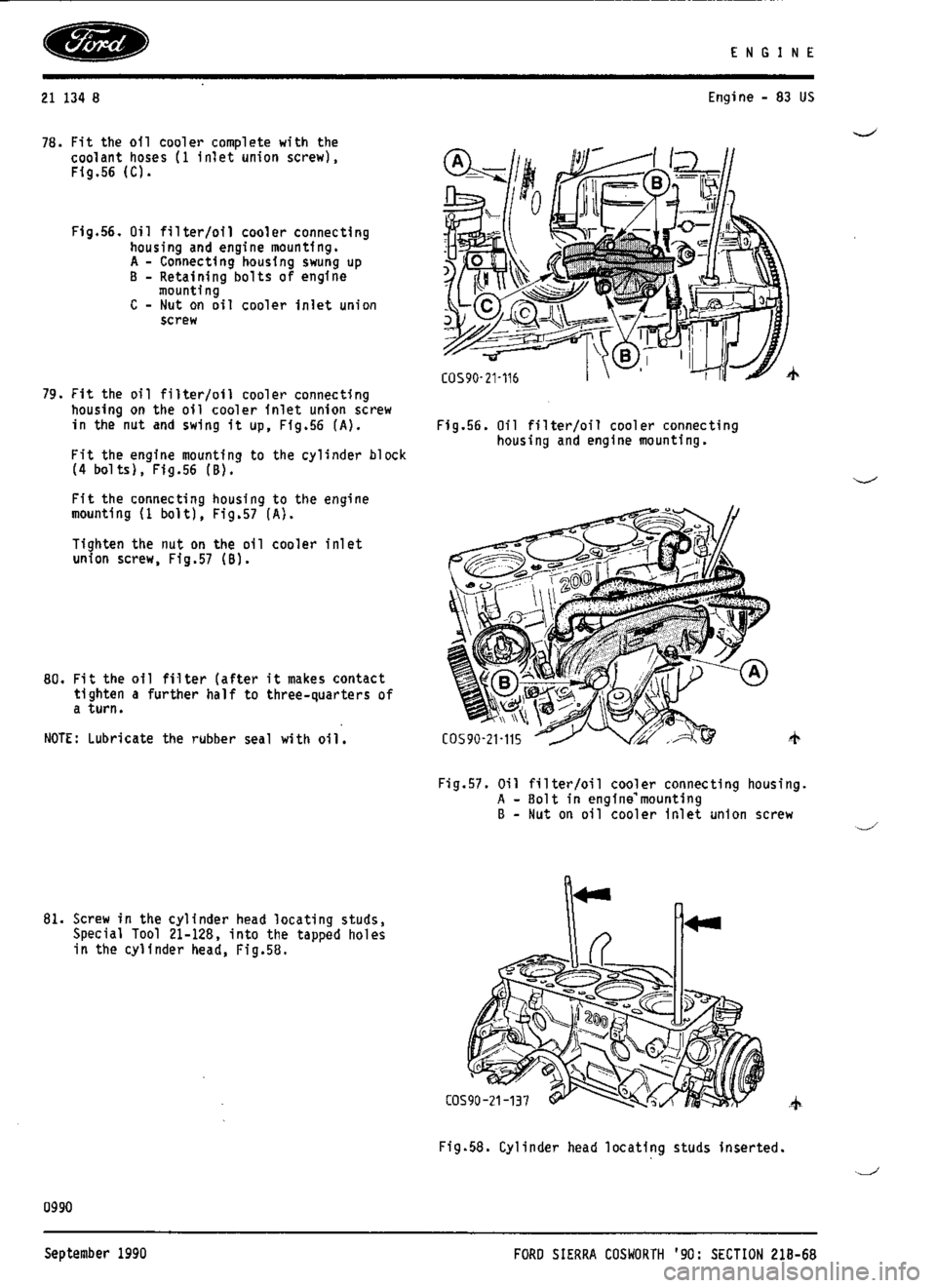 FORD SIERRA RS COSWORTH 1987 1.G Workshop Manual 
