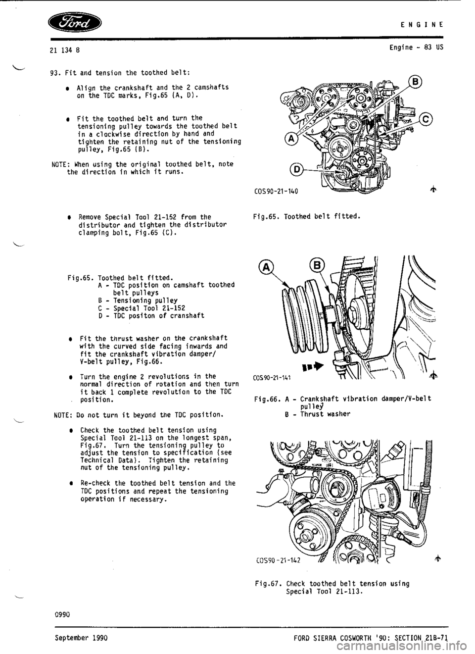 FORD SIERRA RS COSWORTH 1990 1.G Workshop Manual 