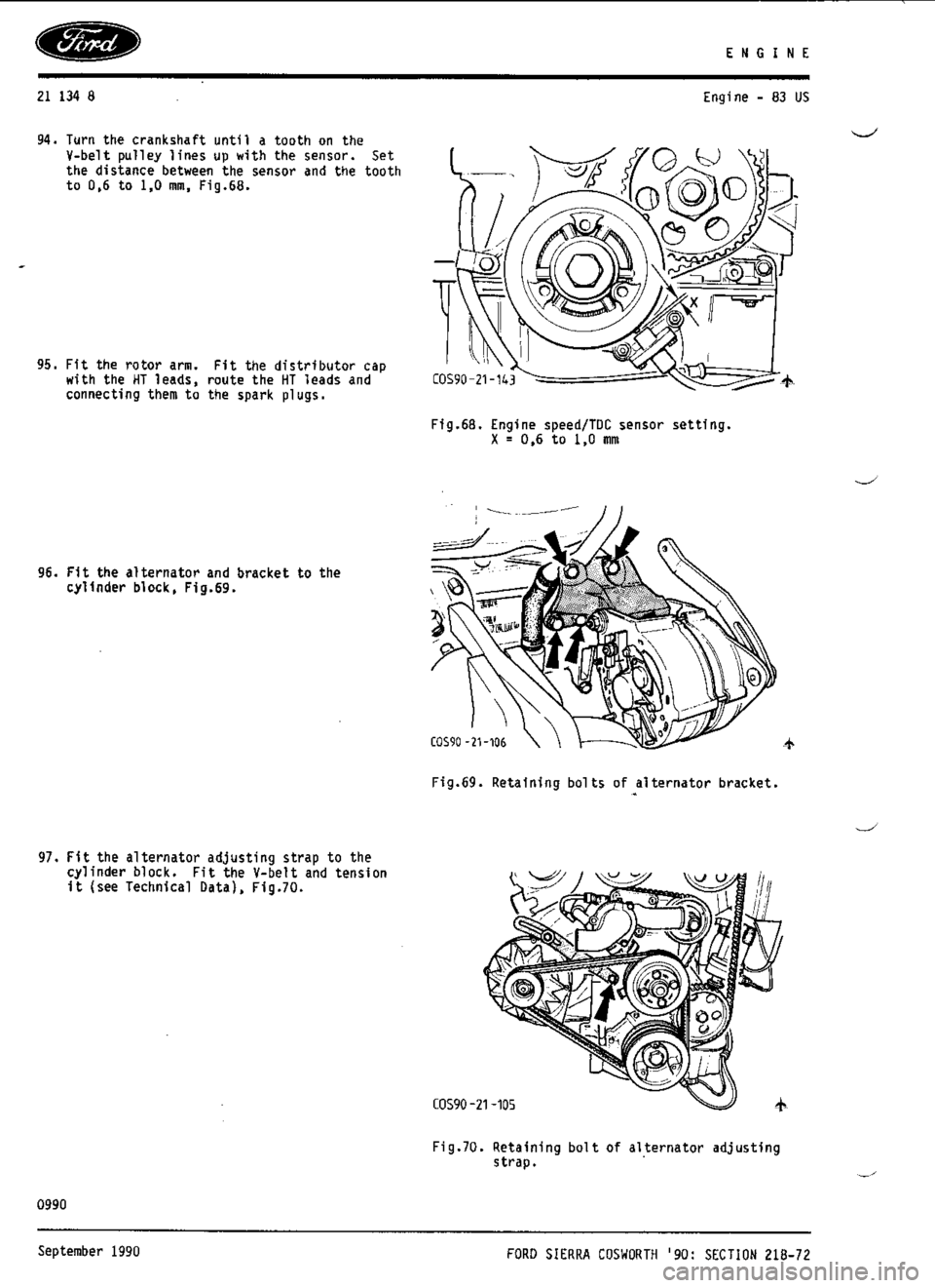 FORD SIERRA RS COSWORTH 1990 1.G Workshop Manual 