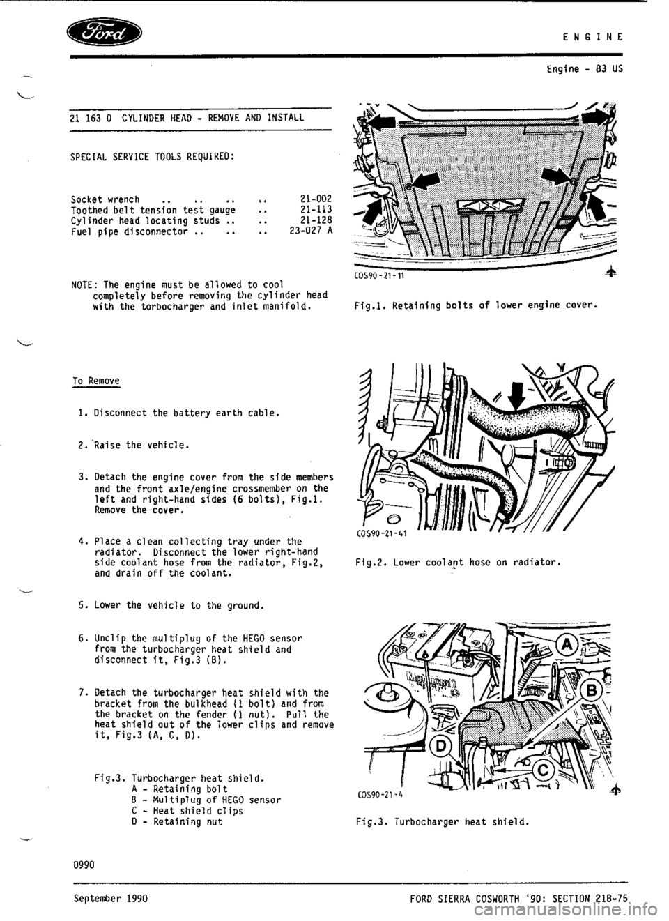 FORD SIERRA RS COSWORTH 1990 1.G Workshop Manual 
