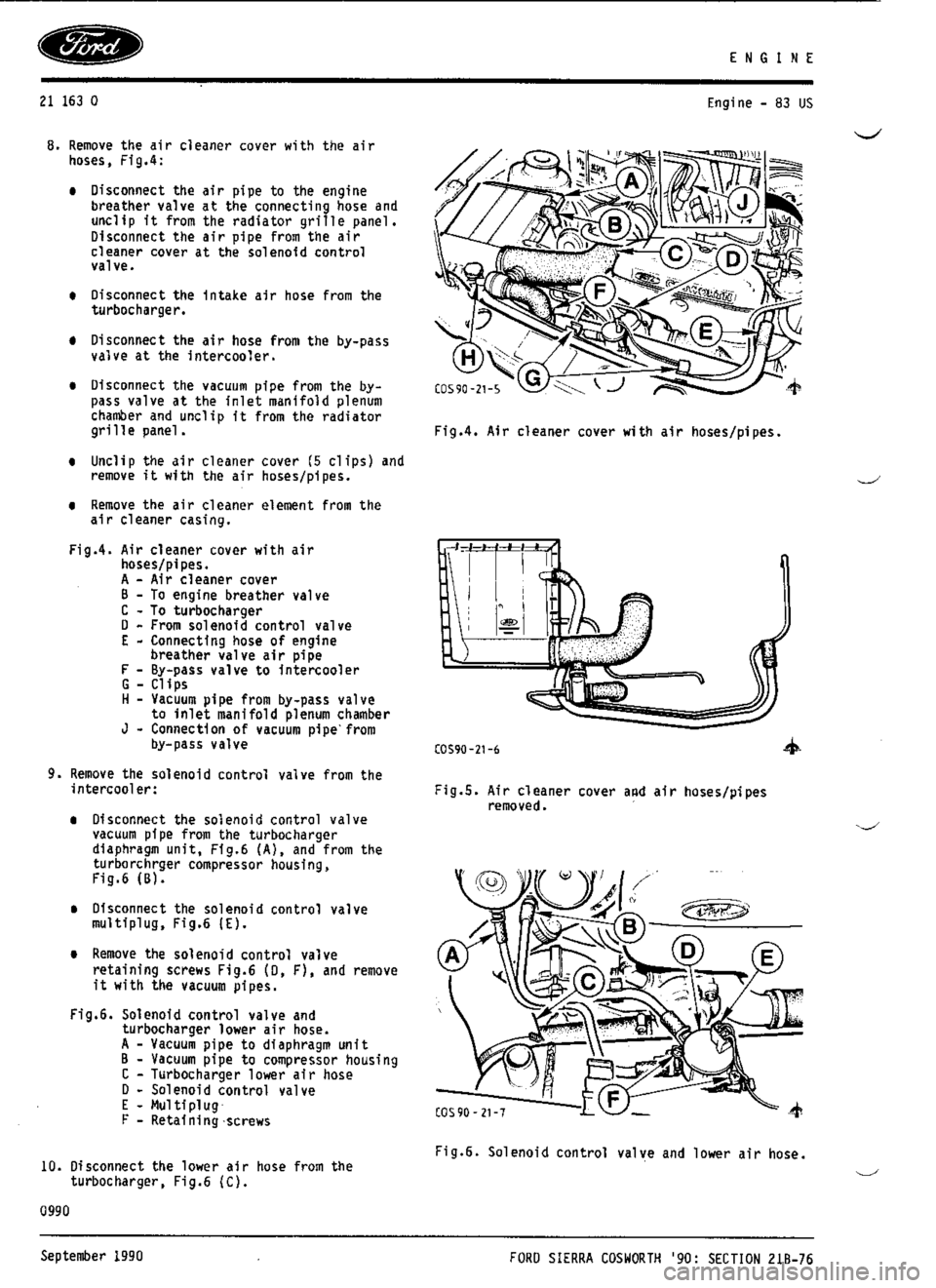 FORD SIERRA RS COSWORTH 1990 1.G Workshop Manual 