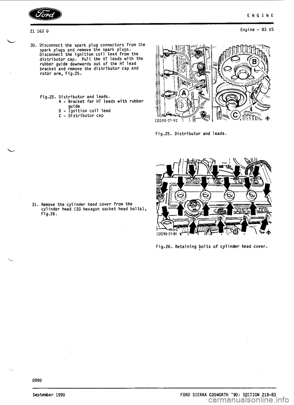 FORD SIERRA RS COSWORTH 1990 1.G Workshop Manual 