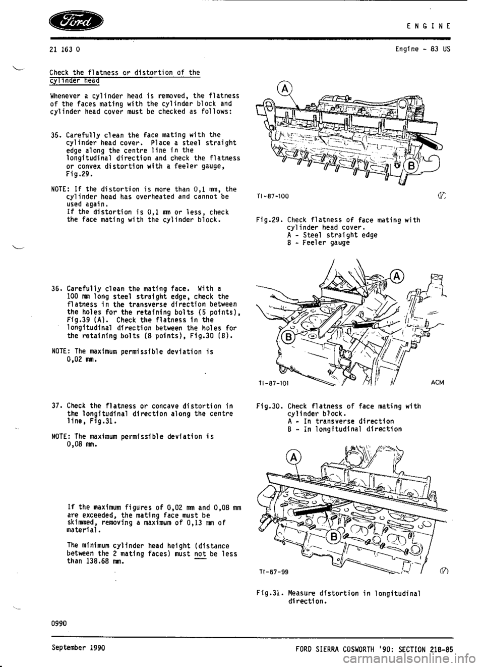 FORD SIERRA RS COSWORTH 1987 1.G Workshop Manual 