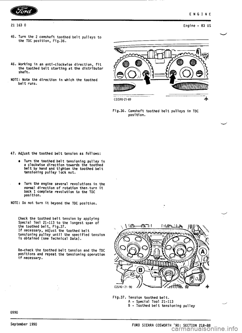 FORD SIERRA RS COSWORTH 1987 1.G Workshop Manual 