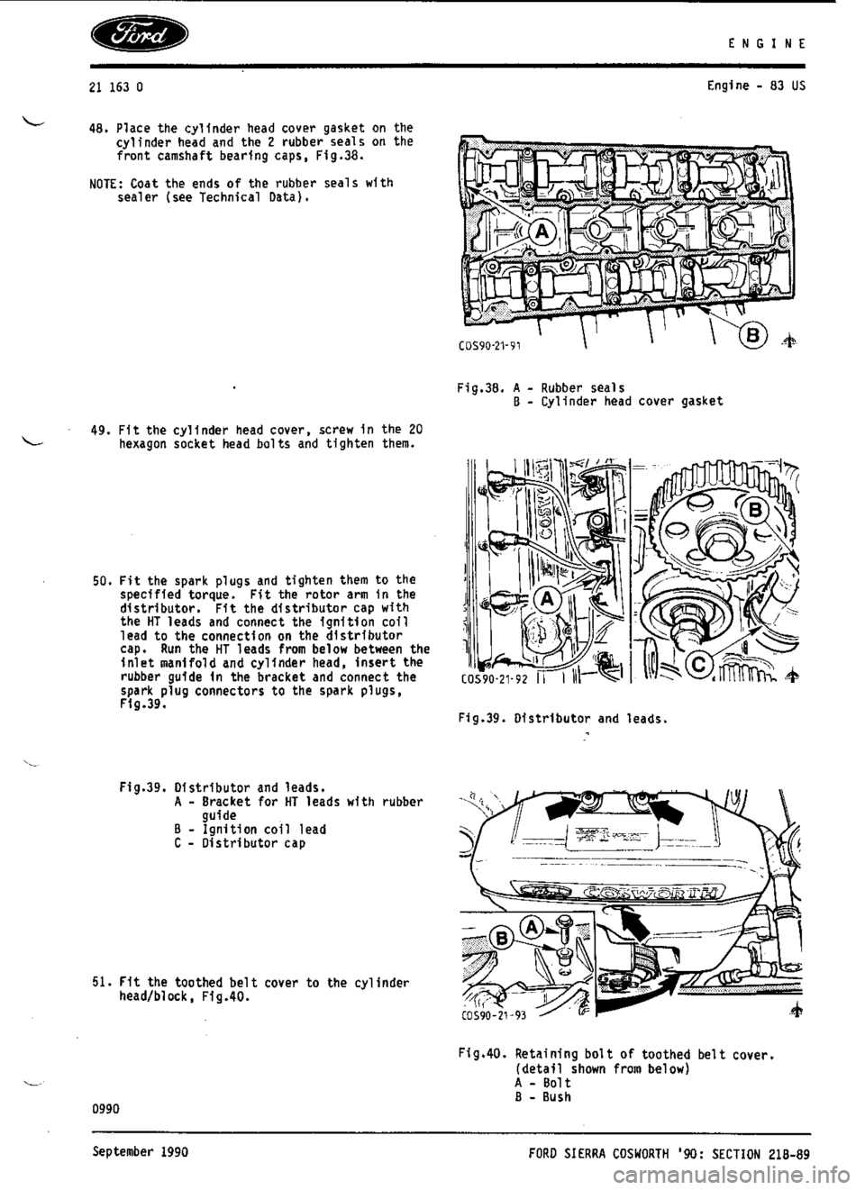 FORD SIERRA RS COSWORTH 1987 1.G Workshop Manual 