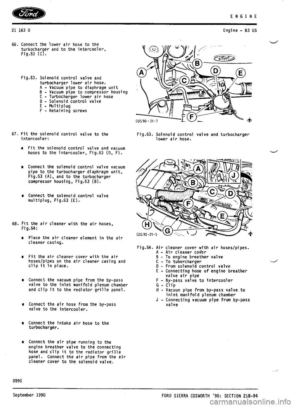 FORD ESCORT RS COSWORTH 1994 1.G Workshop Manual 