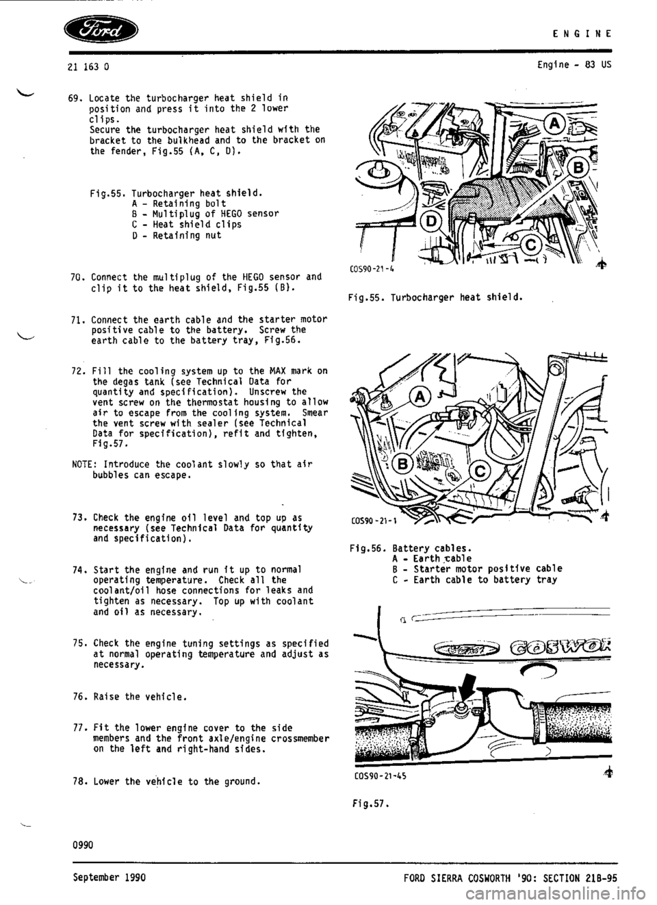 FORD ESCORT RS COSWORTH 1994 1.G Workshop Manual 