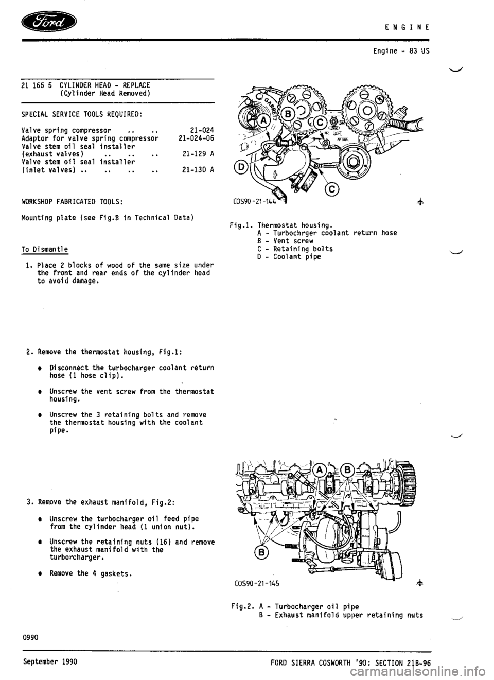 FORD ESCORT RS COSWORTH 1994 1.G Workshop Manual 