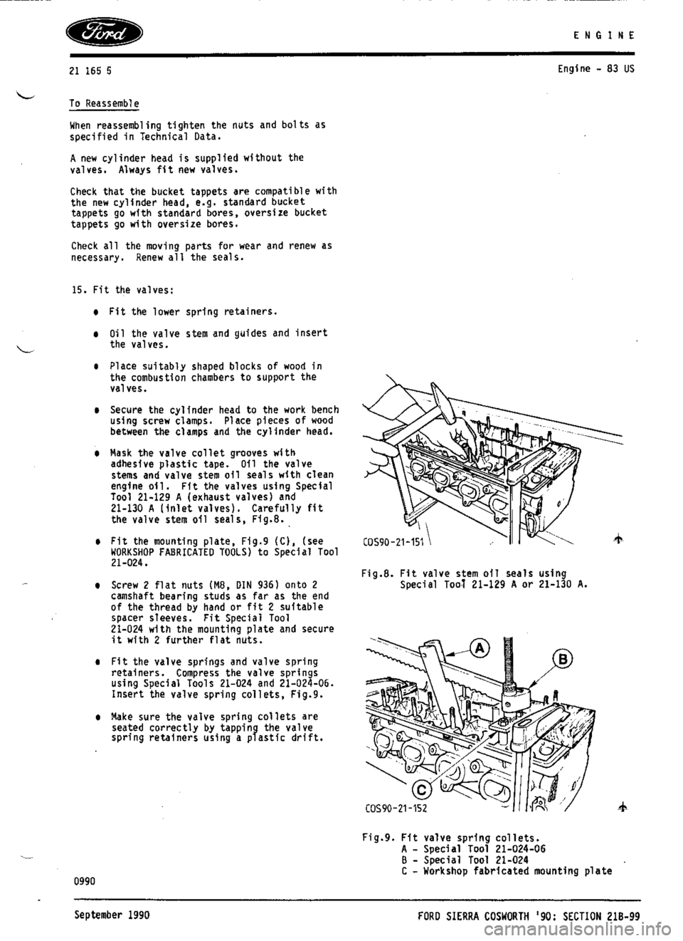 FORD ESCORT RS COSWORTH 1994 1.G Workshop Manual 