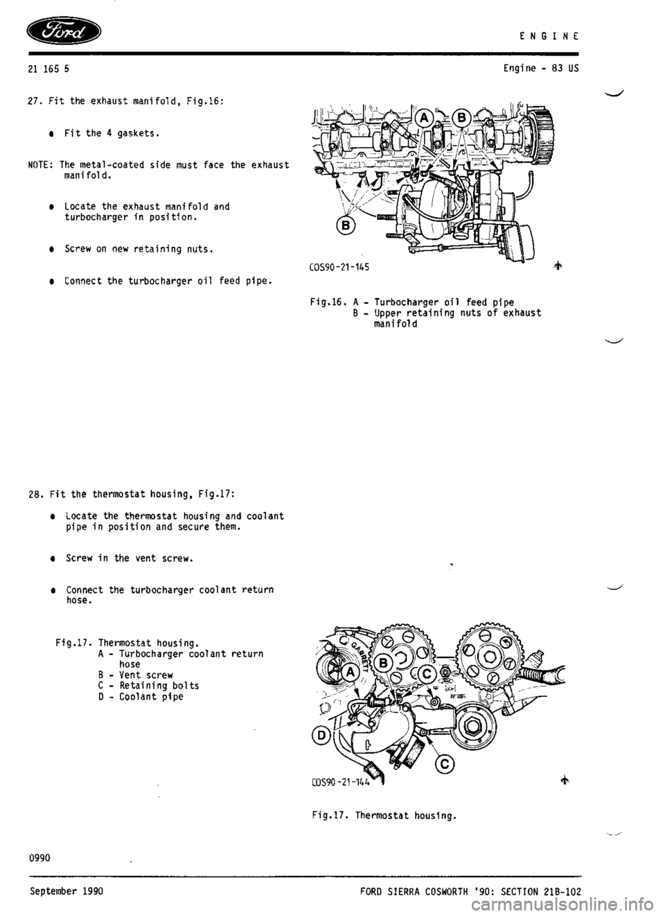 FORD ESCORT RS COSWORTH 1994 1.G Workshop Manual 