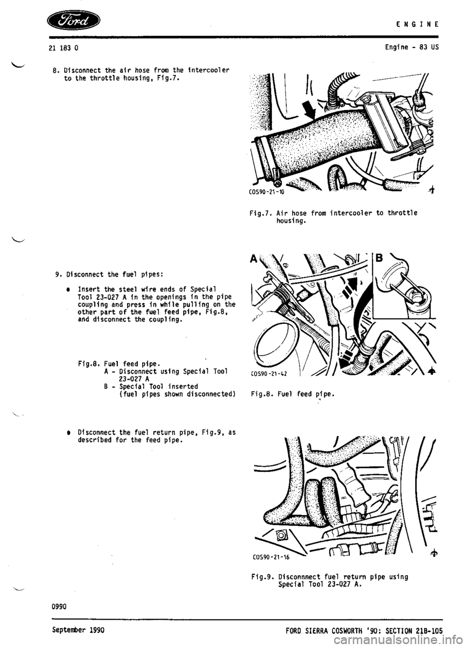 FORD ESCORT RS COSWORTH 1994 1.G Workshop Manual 