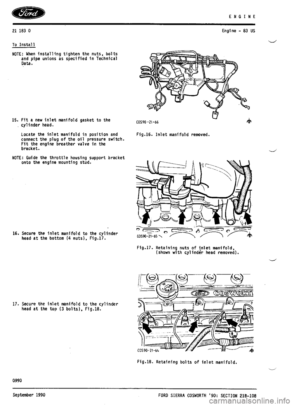 FORD ESCORT RS COSWORTH 1994 1.G Workshop Manual 