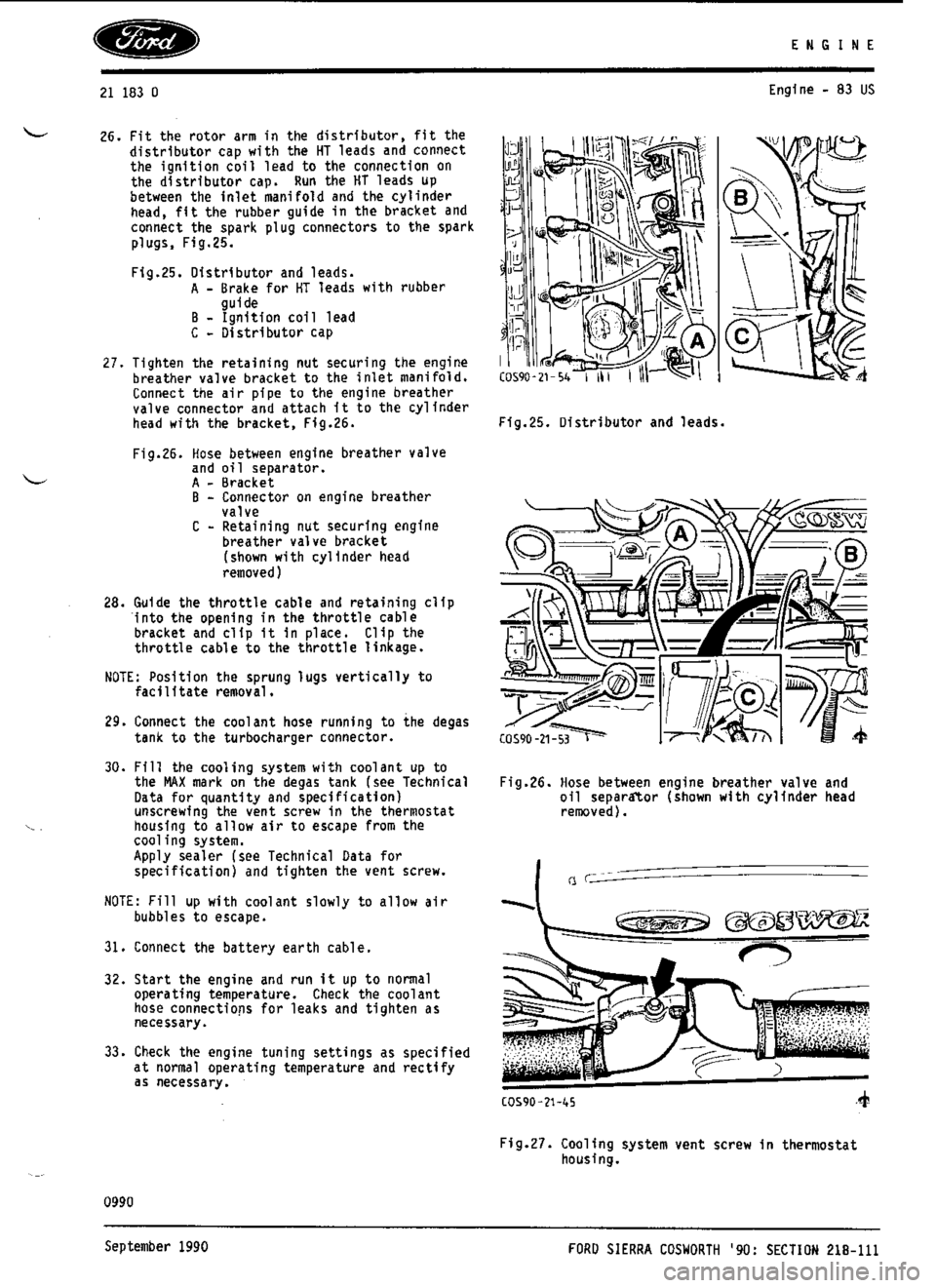 FORD SIERRA RS COSWORTH 1987 1.G Workshop Manual 