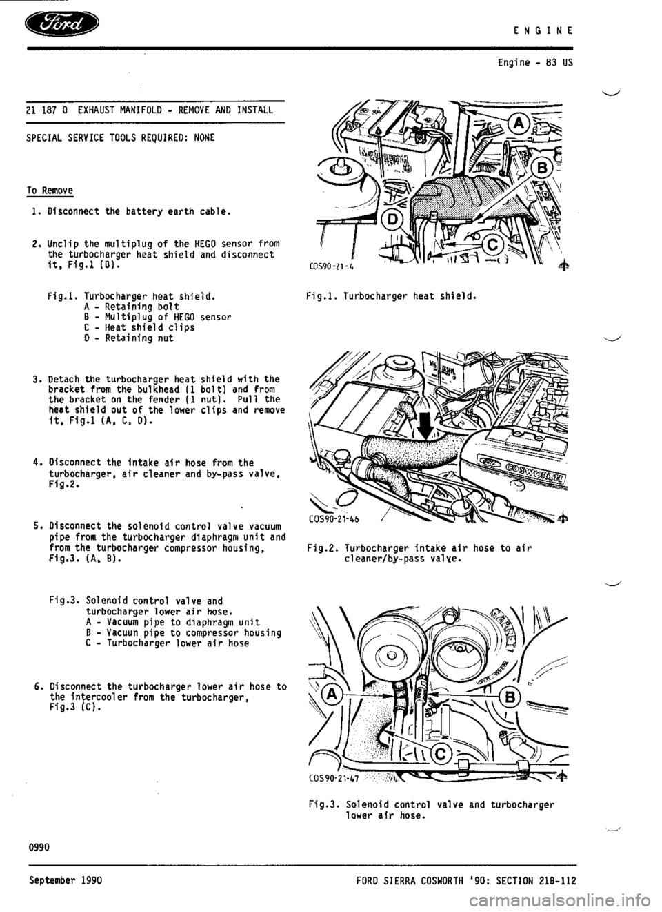FORD SIERRA RS COSWORTH 1987 1.G Workshop Manual 
