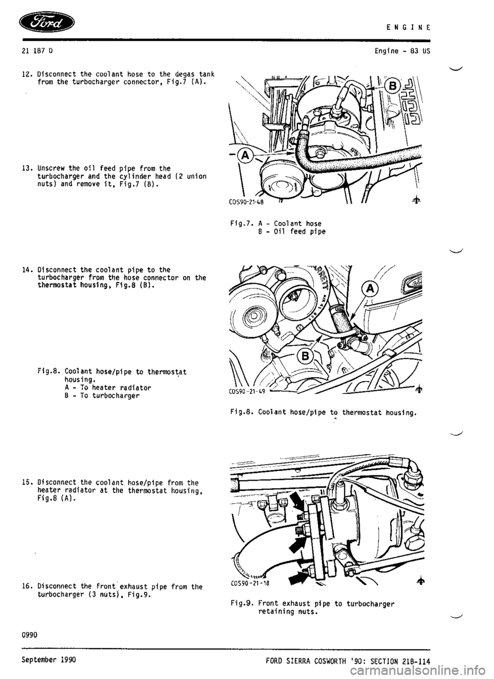 FORD SIERRA RS COSWORTH 1987 1.G Workshop Manual 