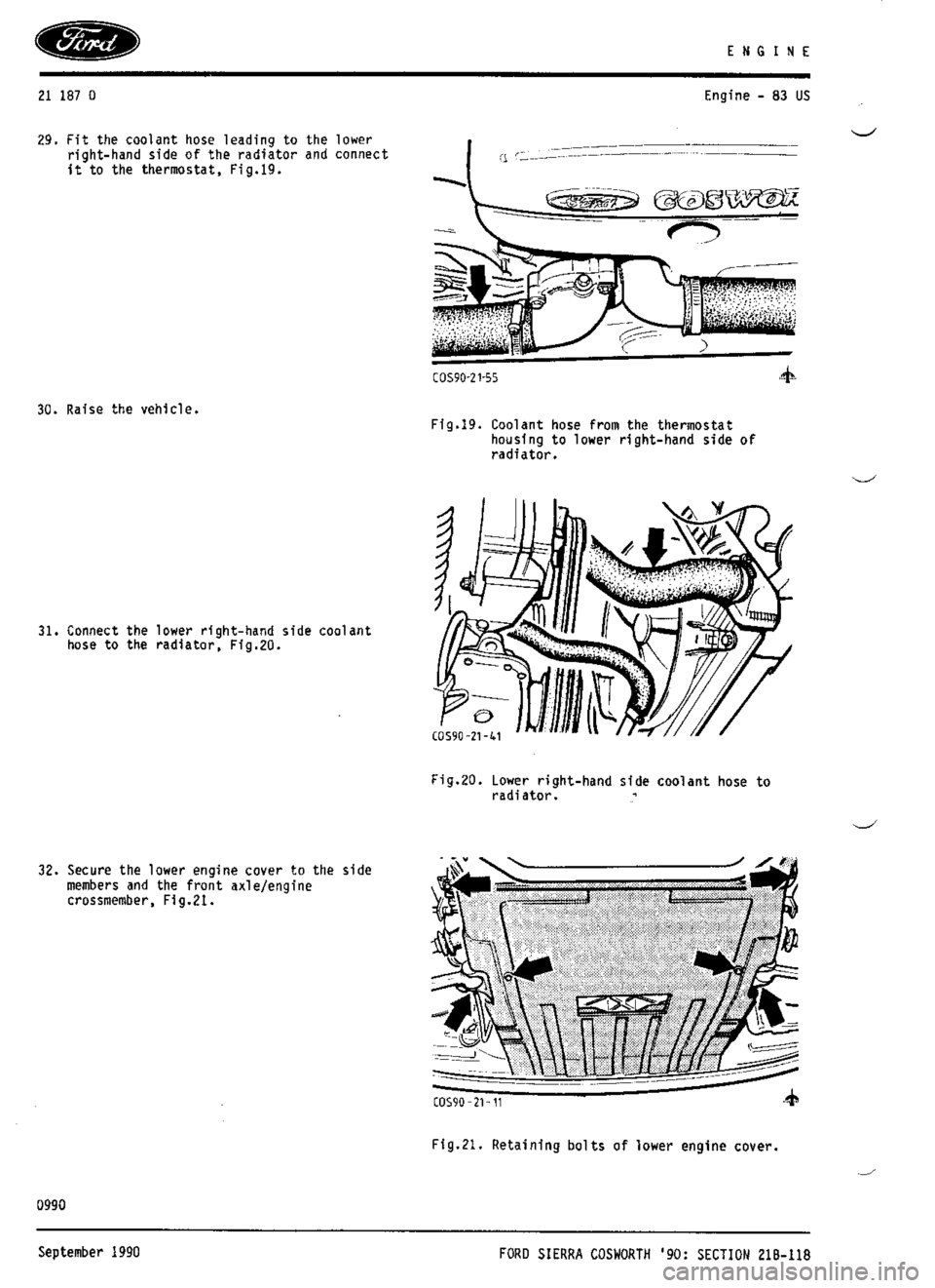 FORD SIERRA RS COSWORTH 1987 1.G Workshop Manual 