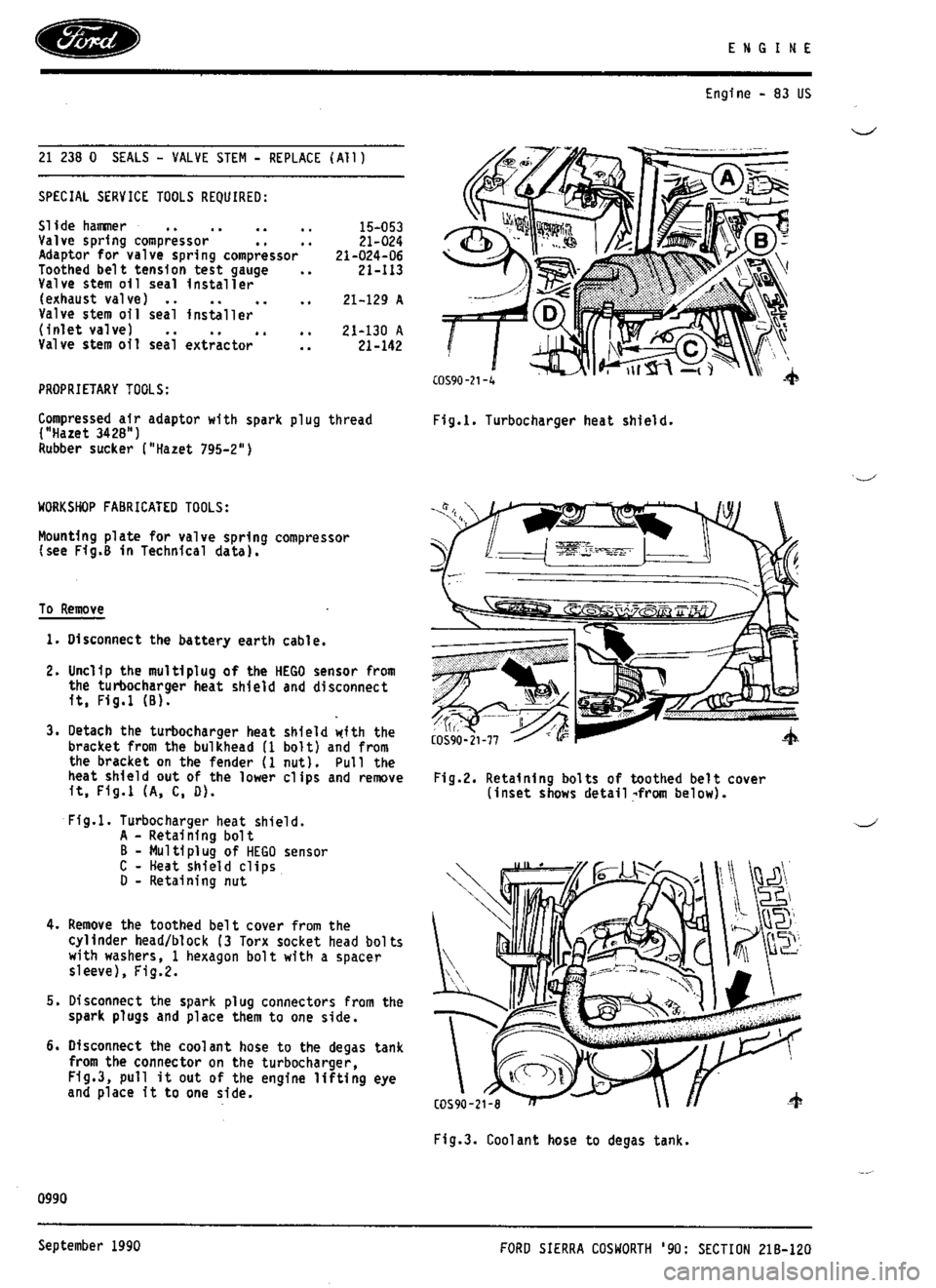 FORD SIERRA RS COSWORTH 1987 1.G Workshop Manual 