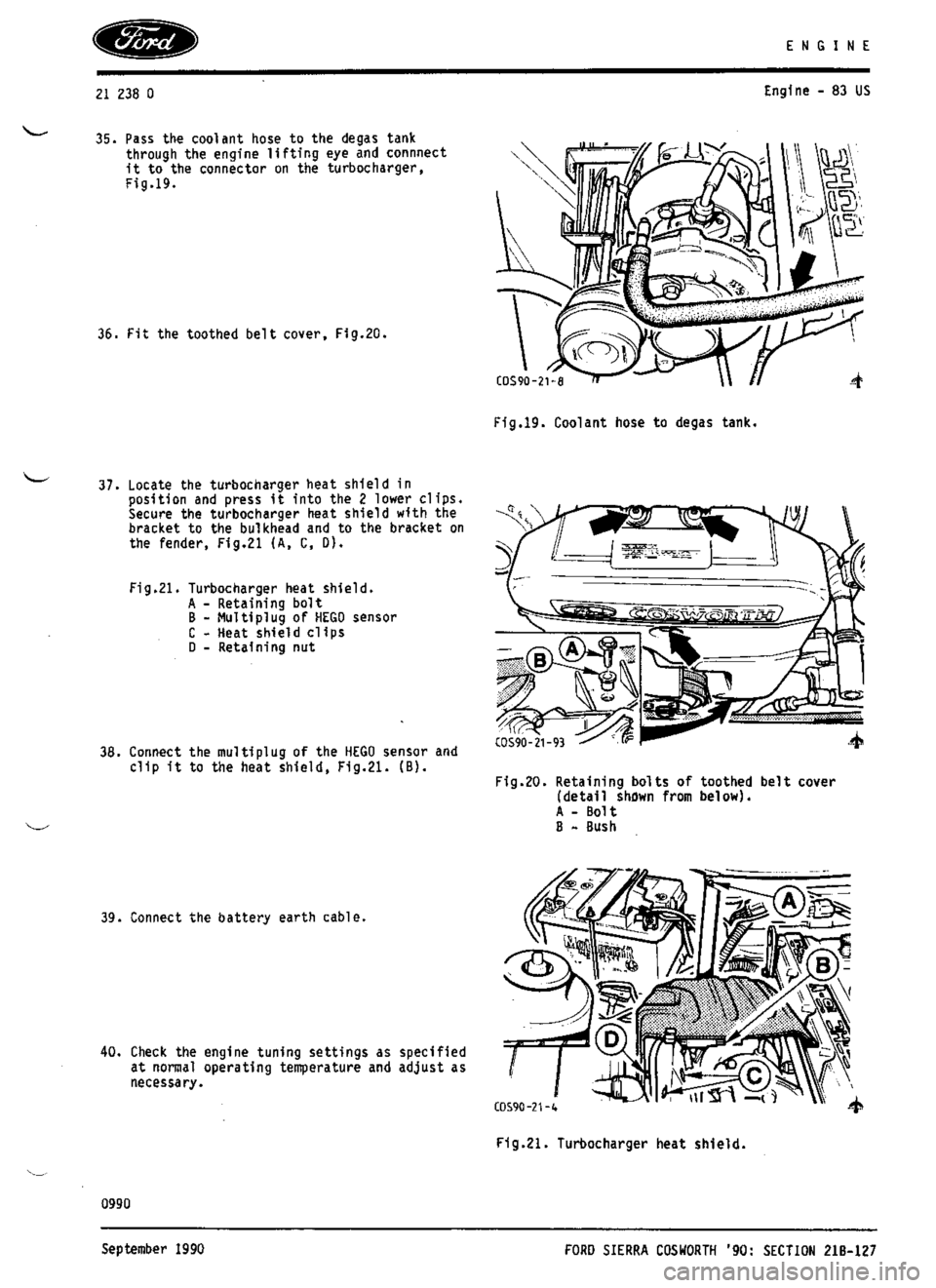FORD ESCORT RS COSWORTH 1994 1.G Workshop Manual 