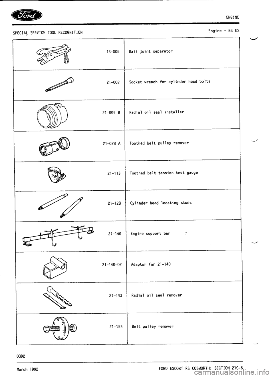 FORD SIERRA RS COSWORTH 1990 1.G Workshop Manual 