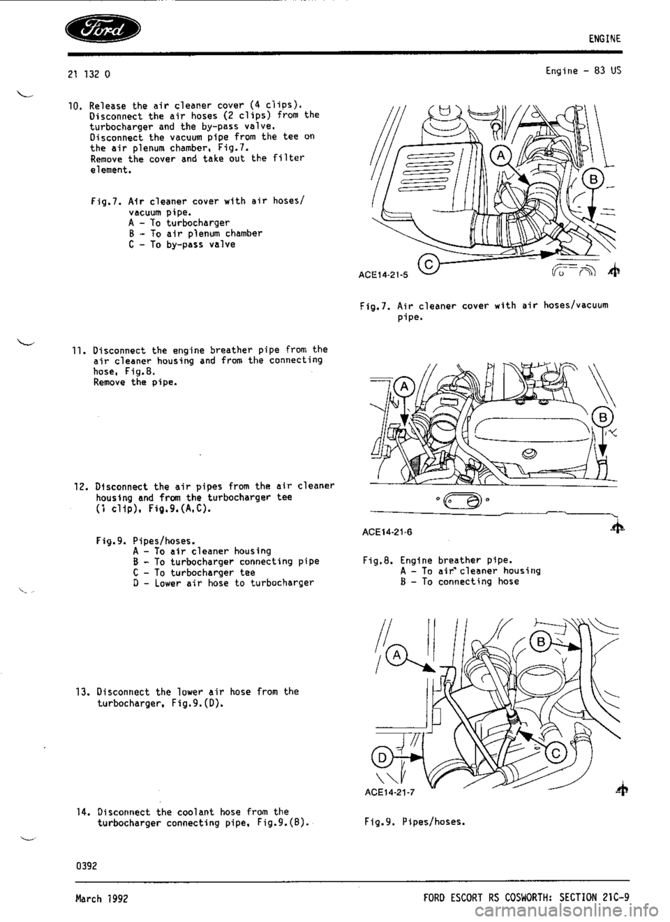 FORD SIERRA RS COSWORTH 1990 1.G Workshop Manual 