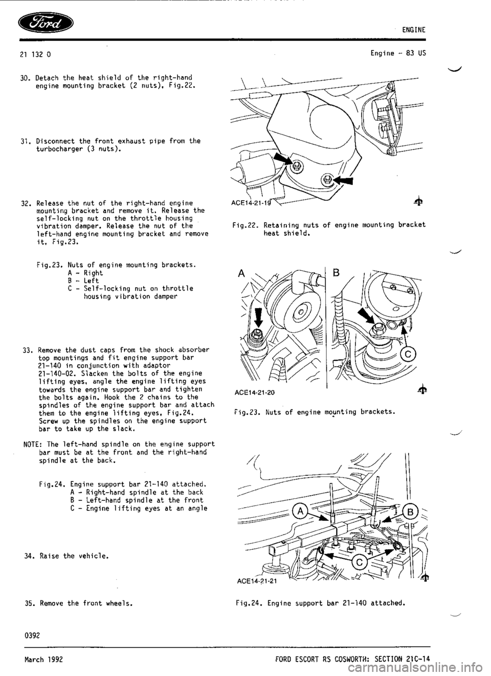 FORD ESCORT RS COSWORTH 1994 1.G Workshop Manual 